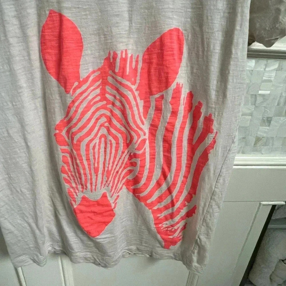 J. Crew zebra print tee shirt medium beige pink cotton short sleeve - Picture 3 of 12